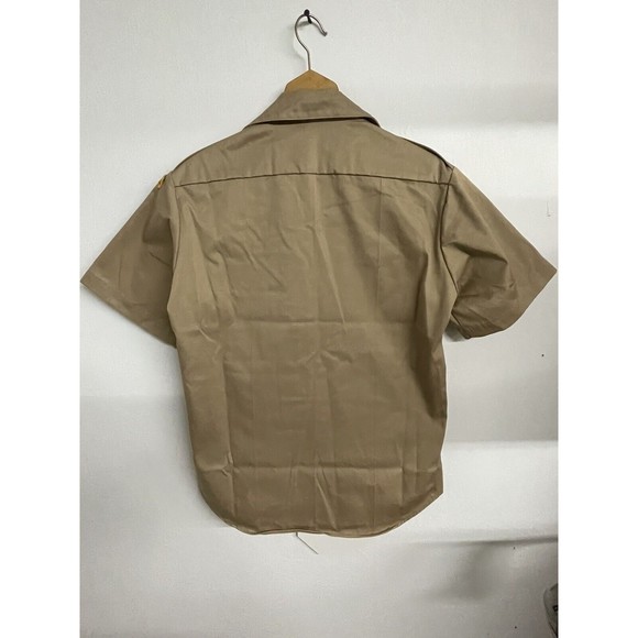 Post Vietnam Era U.S. ARMY Military Tan 445 Short Sleeve Shirt w/ Ranger Patch - Picture 7 of 8